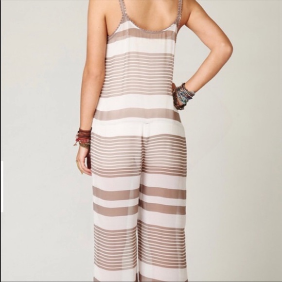 EUC Free People sheer silky striped jumpsuit - Picture 3 of 12